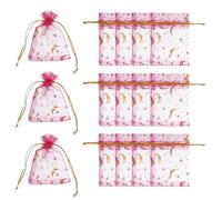PATIKIL Sachets en Organza, 100 pcs 7x9cm Poche Mesh à Cordon Motif Lune étoile - pour Bijoux, Mariages, Noël, Festivals, Maquillage - Rose Rouge doré