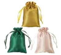 PATIKIL Sachets en Satin avec Cordon de Serrage, Lot de 3 Sacs Cadeaux Miniatures de 4x6 Pouces pour Mariage, Anniversaire, Noël, Fête de Bijoux, 3 Couleurs