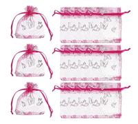 PATIKIL Sachets Organza, 100 Pcs 7 x 9cm Pochons Bonbons Maille à Cordon avec Butterfly Bijoux Sachets Cadeaux pour Mariage Noël Festival Fournitures Maquillage, Rouge Rose Argenté