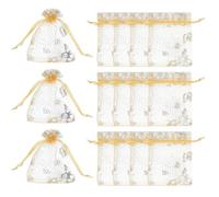 PATIKIL Sachets Organza, 100 Pcs 7 x 9cm Pochons Maille à Cordon Butterfly Bijoux Cadeaux pour Mariage Noël Festival Fournitures Maquillage, Or Argent