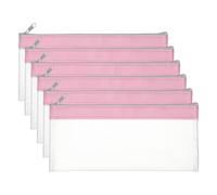 PATIKIL Sacs à argent avec fermeture éclair de 8,7x3,9 pouces, 6 pièces Enveloppes de dépôt de billets en PVC transparent pour banque Sac de maquillage Portefeuille de chèques, rose