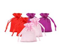 PATIKIL Sacs En Satin Avec Cordon, 6 Pack 3 x 4 Inch Sacs Cadeau Miniature Pour Mariage Emballage Cadeau Pour Anniversaire Noël Bijoux Fête Stockage, Rouge/Rouge Foncé/Rose