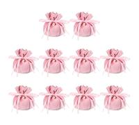 PATIKIL Sacs en Velours à Cordon 6"x6", 10 Pcs Sac Cadeau en Velours avec Perle, Mini Pochettes de Rangement pour Bonbons pour Bijoux de Noël, Faveur de Fête en Toile, Rose