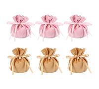 PATIKIL Sacs en Velours à Cordon 6"x6", 6 Pièces Sac Cadeau en Velours avec Perle, Mini Pochettes de Rangement pour Bonbons pour Bijoux de Noël, Faveur de Fête en Toile, Multicolore