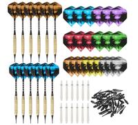 PATIKIL Souple Pointe Fléchettes Ensemble Fléchettes Plastique Pointe 12 Paquet 18 Gram avec 60 Extra Plastique Fléchette Conseils 21 Fléchette Vols 12 Plastique Arbres