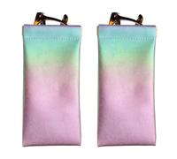 PATIKIL Squeeze Top Pochettes Pour Lunettes De Soleil, 2 Pcs Pochettes Souples En Cuir PU Pour Lunettes Portables Pochettes Pour Lunettes De Voyage Organisateur, Dégradé Violet