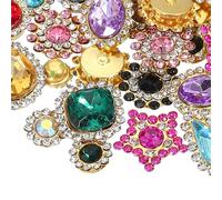 PATIKIL Strass à Coudre Cristaux, 100 Pcs Formes Variées Verre Sur Base Métallique, Strass Forme Griffe Fleur pour Couture Chaussures Vêtements Ceintures, Multicolore (0,35"-0,75")