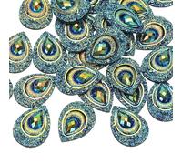 PATIKIL Strass Oeil De Cheval, 18x25mm 30 Pcs Strass En Forme De Larme Oeil De Paon À Dos Plat Gemmes En Résine Imperméable Pour DIY Décoration Vêtements Chaussures Sacs Robe, Bleu Foncé