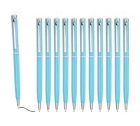 PATIKIL Stylo Bille Métallique Fin, 12Pcs Encre Noire 1mm Pointe Moyenne Stylo Rétractable Léger Écriture Fluide Avec Porte-Mines Métalliques Pour Bureau Mariage Livre D'Or, Bleu Ciel