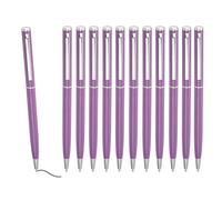 PATIKIL Stylo Bille Métallique Fin, 12Pcs Encre Noire 1mm Pointe Moyenne Stylo Rétractable Léger Stylos Écriture Fluide Avec Pince Métallique Pour Bureau Mariage Livre D'invités, Purple