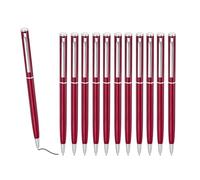 PATIKIL Stylo Bille Métallique Fin, 12Pcs Encre Noire 1mm Pointe Moyenne Stylo Rétractable Léger Stylo Écriture Fluide avec Clip Métallique pour Bureau Mariage Livre D'Or, Rouge bordeaux