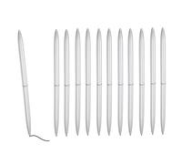 PATIKIL Stylo Bille Métallique Fin, 12Pcs Encre Noire 1mm Pointe Moyenne Stylo Rétractable Métallique Léger Écriture Fluide Stylos Pour Bureau Mariage Livre D'Or Invités, Ton Argenté