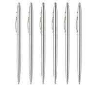 PATIKIL Stylo Bille Métallique Fin, 6Pcs Encre Noire 1mm Pointe Moyenne Stylo Rétractable Avec Clip Pour Bureau Mariage Invités Style 2, Argenté