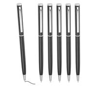 PATIKIL Stylo Bille Métallique Fin, 6Pcs Encre Noire 1mm Pointe Moyenne Stylo Rétractable Léger Écriture Fluide Avec Porte-Mines Métallique Pour Bureau Mariage Livre D'Or, Noir