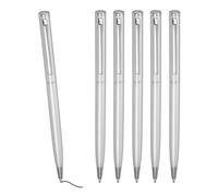 PATIKIL Stylo Bille Métallique Fin, 6Pcs Encre Noire 1mm Pointe Moyenne Stylo Rétractable Léger Écriture Fluide Avec Pince Métallique Pour Bureau Mariage Livre D'Or Invités, Ton Argenté