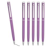 PATIKIL Stylo Bille Métallique Fin, 6Pcs Encre Noire 1mm Pointe Moyenne Stylo Rétractable Léger Écriture Fluide Avec Pince Métallique Pour Bureau Mariage Livre D'Or Invités, Violet