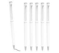 PATIKIL Stylo Bille Métallique Fin, 6Pcs Encre Noire 1mm Pointe Moyenne Stylo Rétractable Léger Stylos Écriture Fluide Avec Pince Métallique Pour Bureau Entreprise Mariage Livre D'Or,Blanc