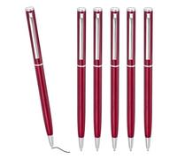 PATIKIL Stylo Bille Métallique Fin, 6Pcs Encre Noire 1mm Pointe Moyenne Stylo Rétractable Léger Stylo Écriture Fluide Avec Pince Métallique Pour Bureau Mariage Livre, Rouge bordeaux