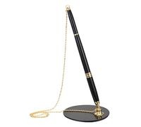 PATIKIL Stylo Sécurisé Avec Chaîne Et Support Adhésif, Stylo De Comptoir D'accueil Avec Support De Sécurité Pour Bureau Banque Hall D'hôtel, Noir Or