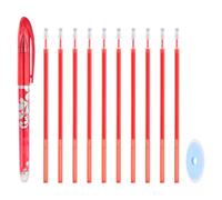 PATIKIL Stylos Gel Effaçables Avec 10 Recharges & 1 Gomme, 0.5mm Stylos Effaçables À La Chaleur Pour Encre Rouge Marqueur Pour Tissu Pour Couture Patchwork Planification Écriture