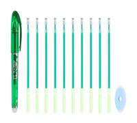 PATIKIL Stylos Gel Effaçables Avec 10 Recharges Et 1 Gomme, 0.5mm Stylos Effaçables À La Chaleur Pour Encre Verte Marqueur De Tissu Pour Couture Patchwork Écriture Planificateur