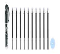 PATIKIL Stylos Gel Effaçables Avec 10 Recharges Et 1 Gomme, 0.5mm Stylos Effaçables À La Chaleur Pour Encre Noire Marqueur De Tissu Pour Couture Patchwork Planificateur Écriture