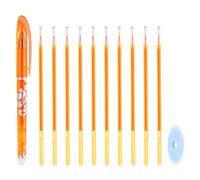 PATIKIL Stylos Gel Effaçables Avec 10 Recharges Et 1 Gomme, 0.5mm Stylos Effaçables À La Chaleur Pour Tissu Encre Orange Stylo Marqueur Pour Tissu Pour Couture Patchwork Écriture