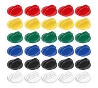 PATIKIL Supports de Carte en Plastique de 0,98 Pouce, 30 Pièces Porte-Cartes de Place Design Triangulaire Supports de Numéro de Table Modernes, Rouge/Jaune/Vert/Bleu/Noir/Transparents