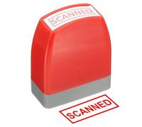 PATIKIL Tampon Autoncreur Scanne Notice Stamp, Encre Rouge Bureau Message Preencré Pour Entreprise, Rouge