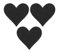 PATIKIL Thermocollant Correctifs, 3 Paquet Coeur Forme Coudre Brodé Correctifs Amour Appliques Embellissements pour Vêtements Vestes Chapeau Sac Dos Réparation Décorations, Noir