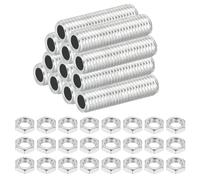 PATIKIL Tige Filetée Creuse M8 Filetage Fin pour Lampe en Acier au Carbone avec Écrou, 12 pcs 30mm Adaptateur de Filetage Tube Creux, Matériel Fixation pour Lampes, Placage de Zinc Blanc