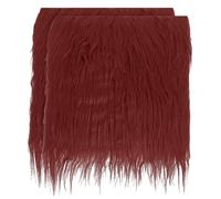 PATIKIL Tissu en Fausse Fourrure Douce, 2 Pièces 10 x 10 Pouces Patchs en Fausse Fourrure Moelleuse Découpés en Carré pour l'Artisanat DIY Noël Halloween Barbe de Gnome, Rouge Foncé