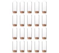 PATIKIL Transparent Cloche Verre Dôme, Paquet de 20 Verre Cloche Pot Présentoir Étui Dessus Table Centre Table avec Liège Base pour LED Lumière Plantes Maison 2,76x1,18 pouces