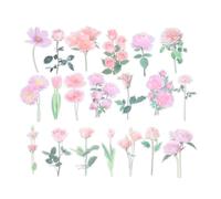 PATIKIL Transparent Fleur Vinyle Autocollants, 80 Feuille Imperméable PET Fleurs Autocollants Floral Autocollants pour Créacollage Journalisation Artisanat DIY, Clair Rose