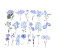 PATIKIL Transparent Fleur Vinyle Autocollants, 80 Feuille Imperméable PET Fleurs Autocollants Floral Autocollants pour Créacollage Journalisation Artisanat DIY Eau Bouteilles, Bleu