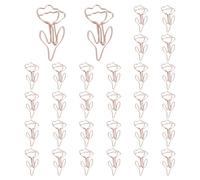 PATIKIL Trombone Mignon, 30Pcs Forme de Fleur Trombone en Métal, Marque-Pages Amusants, Pinces de Planificateur, Fournitures de Bureau à Domicile, Organisation de Fichiers, Doré Rose