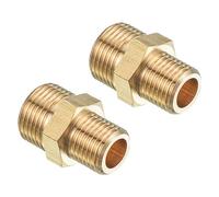 PATIKIL Tuyau Raccord, 2 Paquet G3/8 vers G1/4 Mâle Filetage Hex Extension Connecteur Adaptateur 1.06 pouce pour Jardin Eau Tuyaux, Or