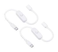 PATIKIL Type-C Extension Câble avec ON/Off Interrupteur, 2Paquet Femelle vers Mâle Rallonge Cordons Données Alimentation Adaptateur Support Contrôleur pour Ventilateurs LED Bandes, Blanc