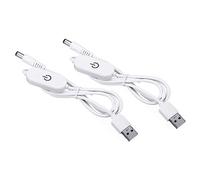 PATIKIL USB vers DC Extension Câble avec Changer, 2 Paquet Rallonge Alimentation Cordons Adaptateur Variateur Contrôleur avec LED Indicateur pour Ventilateurs LED Bandes, Blanc