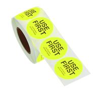 PATIKIL Use First autocollants 1.5 Pouce, 500 Pièces Étiquettes de Contrôle des Stocks de Services Alimentaires pour Entrepôt de Cuisine de Restaurant, Jaune Fluorescent