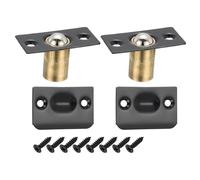 PATIKIL Verrou à bille de placard en acier inoxydable, lot de 2 quincaillerie de porte, verrou à bille réglable pour armoire finition chromée avec plaque de frappe, noir