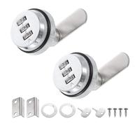 PATIKIL Verrou à Came Combiné de 3/4", 2 Pcs de Serrures de Classeur à Combinaison Codée par Mot de Passe avec Cylindre Chromé pour Tiroir 0,2 à 0,5" d'Épaisseur, Argent