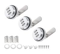 PATIKIL Verrou à Came Combiné de 3/4", 3 Pcs Serrures de Classeur avec Combinaison de Code avec Cylindre Chromé pour Tiroir en Bois de 0,2 à 0,5" d'Épaisseur, Boîte aux Lettres, Argent