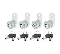 PATIKIL Verrou de Meuble avec Clé, 4 Pcs 4/5" (20mm) Verrou de Cylindre de Verrouillage à Came en Alliage de Zinc Chromé Verrous de Tiroir à Came Tubulaire Clé Amovibles de Tiroirs