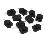 PATIKIL Verrouillage Pousser Bouton Interrupteur, 10 Pcs KAN-23 Droit Broche avec Trou Marche/Arrêt Autoblocage DC 30V 1A Micro Interrupteur pour Lampe Poche Lumière Mur Prise, Noir
