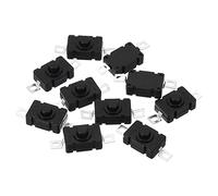 PATIKIL Verrouillage Pousser Bouton Interrupteur, 10 Pcs KAN-28 Plat Broche avec Trou Marche/Arrêt Autobloquant 250V 1.5A Micro Interrupteur pour Lampe Poche Lumière Mur Prise, Noir