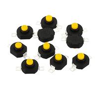 PATIKIL Verrouillage Pousser Bouton Interrupteur, 10 Pcs YT-1412-KD Plat Broche avec Trou On/Off Auto-verrouillage 30V 0.5A Micro Interrupteur pour Poche Lumière Mur Prise, Noir