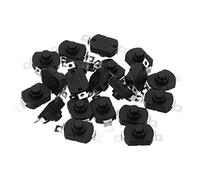 PATIKIL Verrouillage Pousser Bouton Interrupteur, 20 Pcs KAN-23 Grand Plat Broche avec Trou On/Off Auto-verrouillage DC 30V 1A Micro pour Lampe Poche Lumière Mur Prise, Noir