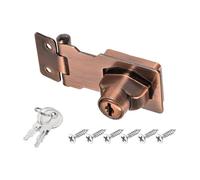 PATIKIL Verrous à clé, verrous à cadenas à bouton tournant de 2,5 pouces en métal pour la sécurité des portes de placard, clé différente, cuivre