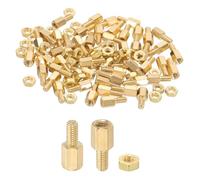 PATIKIL Vis à entretoise M3X6mm+6mm, 100 pièces, kit assorti de vis à entretoise hexagonale mâle-femelle en laiton pour carte de circuit imprimé d'ordinateur, couleur dorée